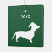 Cute Dog Wearing Santa Hat & Custom Year Keramisch Ornament (Links)