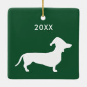 Cute Dog Wearing Santa Hat & Custom Year Keramisch Ornament (Achterkant)