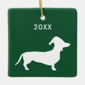 Cute Dog Wearing Santa Hat & Custom Year Keramisch Ornament (Voorkant)