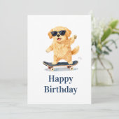 Cute Dog Wearing Sunglasses Riding Skateboard Kaart (Staand voorkant)