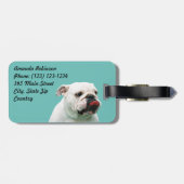 Cute dog white Bulldog Bagagelabel (Achterkant horizontaal)
