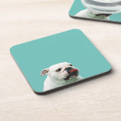 Cute dog white Bulldog Bier Onderzetter (Linkerzijde)