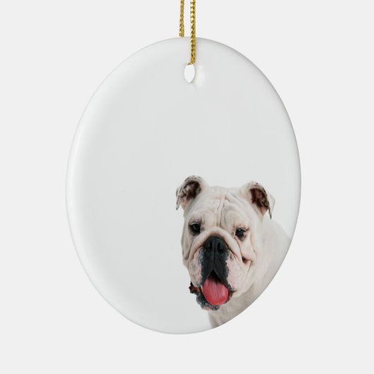 Cute dog white Bulldog Keramisch Ornament (Rechts)