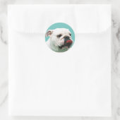 Cute dog white Bulldog Ronde Sticker (Tas)