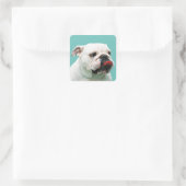 Cute dog white Bulldog Vierkante Sticker (Tas)