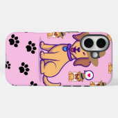 Cute Dog with Hat & Paw Pattern Case-Mate iPhone Case (Achterkant (horizontaal))