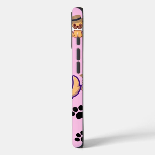 Cute Dog with Hat & Paw Pattern Case-Mate iPhone Case (Achterkant / Links)