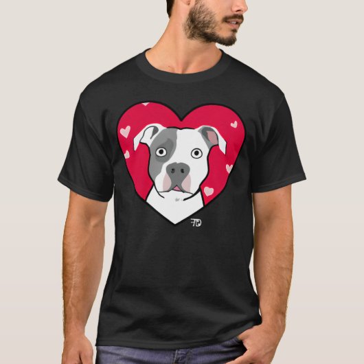Cute Dog With Heart Fighting Dogs T-shirt (Voorkant)