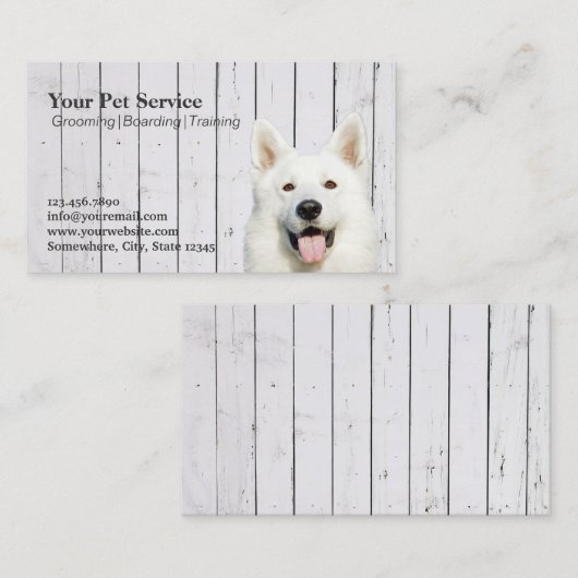 Cute Dog Wood Stripes Pet Salon Grooming Visitekaartje (Voorkant / Achterkant)