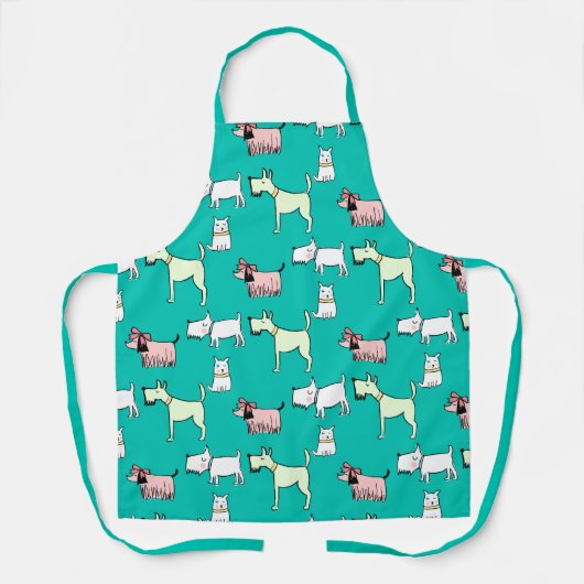 Cute Doggie Blauwgroen Pattern Schort (Voorkant)