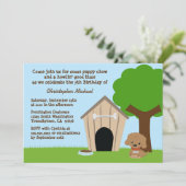 Cute doggie house boy's verjaardagsuitnodiging kaart (Staand voorkant)