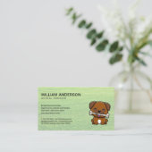 Cute Doggie met bot | Gras Visitekaartje (Staand voorkant)