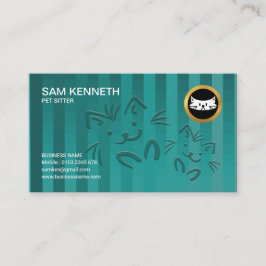 Cute Doggies Crisscross Cyan Pet Sitter Visitekaartje