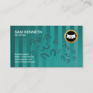 Cute Doggies Crisscross Cyan Pet Sitter Visitekaartje