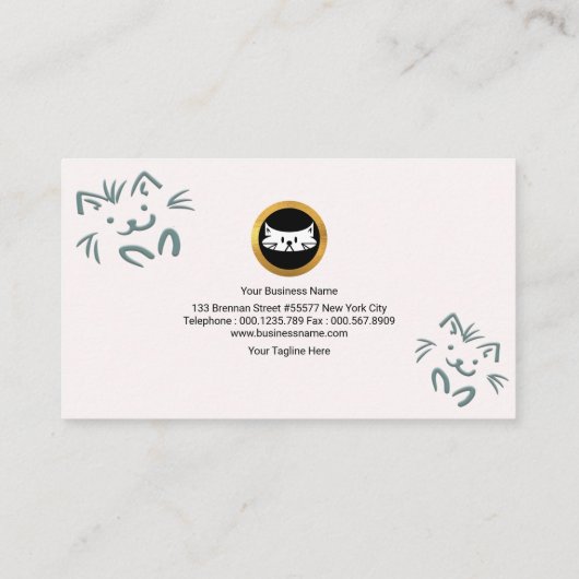 Cute Doggies Crisscross Cyan Pet Sitter Visitekaartje (Achterkant)