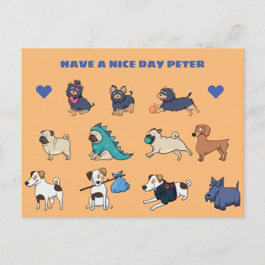 Cute Doggy Design met naam aanpassen Briefkaart (Voorkant)