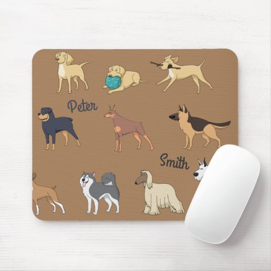Cute Doggy Design met naam aanpassen Muismat (Met muis)