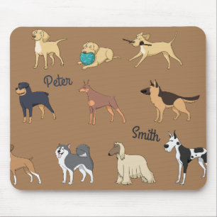 Cute Doggy Design met naam aanpassen Muismat