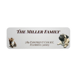 Cute dogs and cats look up Personalized Etiket