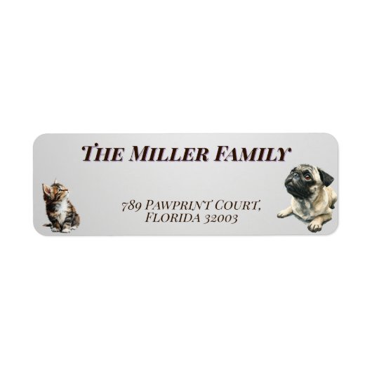 Cute dogs and cats look up Personalized Etiket (Voorkant)