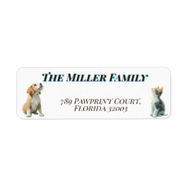 Cute dogs and cats look up Personalized Etiket