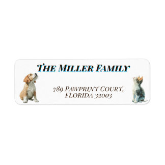 Cute dogs and cats look up Personalized Etiket