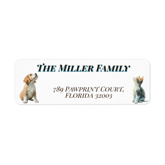 Cute dogs and cats look up Personalized Etiket (Voorkant)