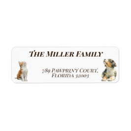 Cute dogs and cats look up Personalized Etiket