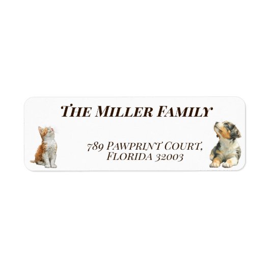 Cute dogs and cats look up Personalized Etiket (Voorkant)