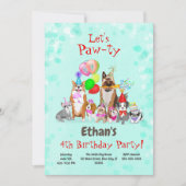 Cute Dogs Birthday Celebration Let's Paw-ty Kaart (Voorkant)