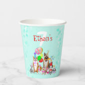 Cute Dogs Birthday Celebration Let's Paw-ty Papieren Bekers (Achterkant)