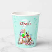 Cute Dogs Birthday Celebration Let's Paw-ty Papieren Bekers (Voorkant)
