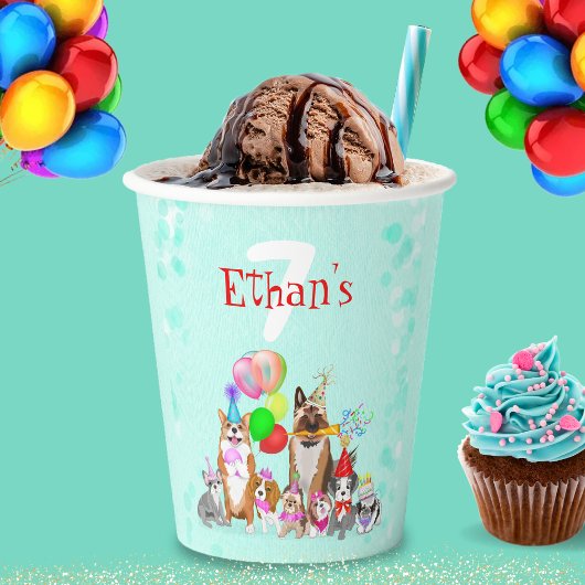 Cute Dogs Birthday Celebration Let's Paw-ty Papieren Bekers