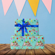 Cute Dogs Birthday Celebration Let's Pawty Pattern