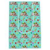 Cute Dogs Birthday Celebration Let's Pawty Pattern Medium Cadeauzakje (Achterkant)