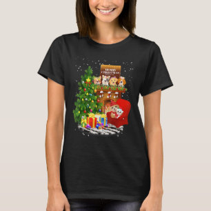 Cute Dogs by the Fireplace Merry Kersthond T-shirt