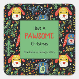 Cute Dogs Christmas Vierkante Sticker