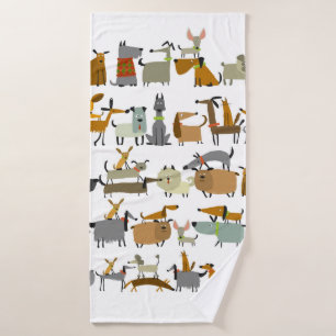 Cute dogs collectie, schets illustratie badhanddoek