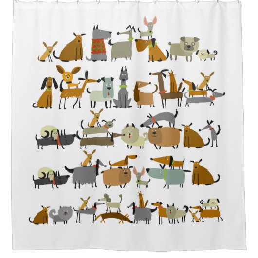 Cute dogs collectie, schets  illustratie douchegordijn (Voorkant)