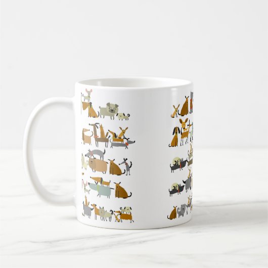 Cute dogs collectie, schets  illustratie koffiemok (Links)