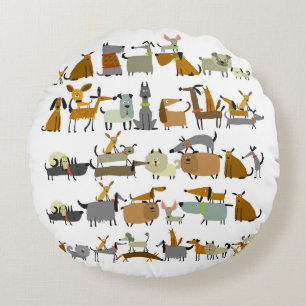 Cute dogs collectie, schets  illustratie rond kussen