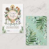 Cute Dogs Diaper Raffle Greenery Puppy Baby shower Informatiekaartje (Voorkant / Achterkant)