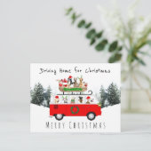Cute dogs die naar huis rijden voor kerst camperva briefkaart (Staand voorkant)