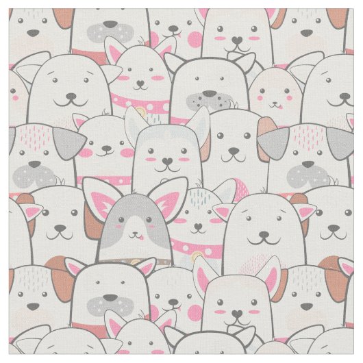 Cute Dogs Fabric Stof (Close Up)