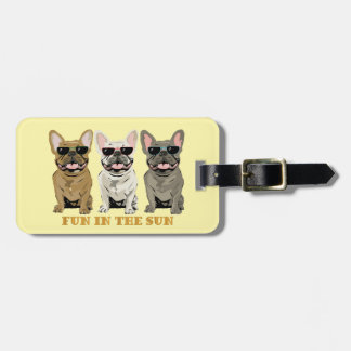 Cute Dogs, Fun in the sun, French Bulldogs Bagagelabel