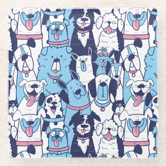 Cute Dogs Glass Onderzetter (Voorkant)