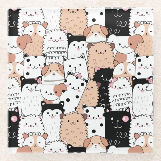Cute Dogs Glass Onderzetter (Voorkant)