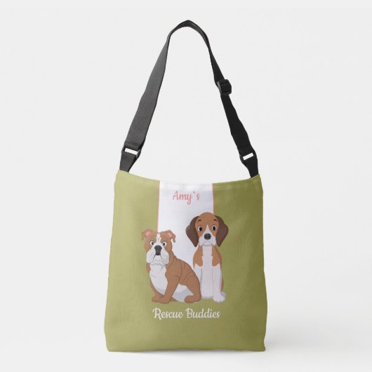 Cute dogs illustratie Reddingshonden aangepaste na Crossbody Tas (Voorkant)