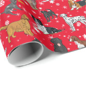 Cute Dogs Illustrations Holiday Wrapping Paper Cadeaupapier (Rol Hoek)