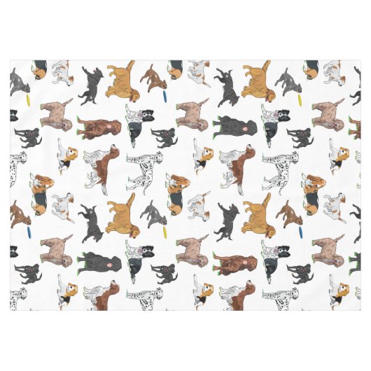 Cute Dogs Illustrations Pattern Tablecloth Tafelkleed (Voorkant (Horizontaal))